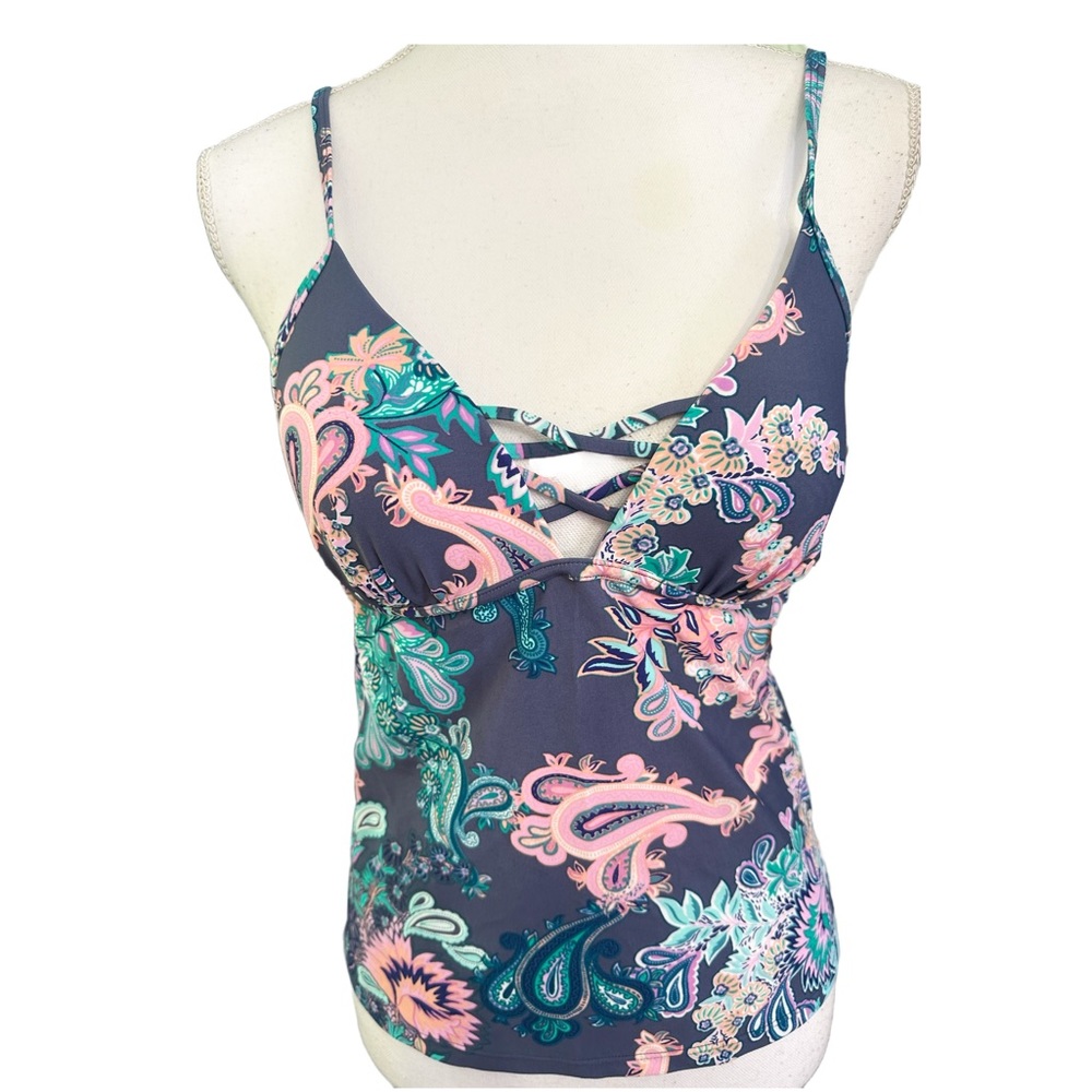 New True Craft Floral Paisley Swimsuit Tank Top Woman Medium